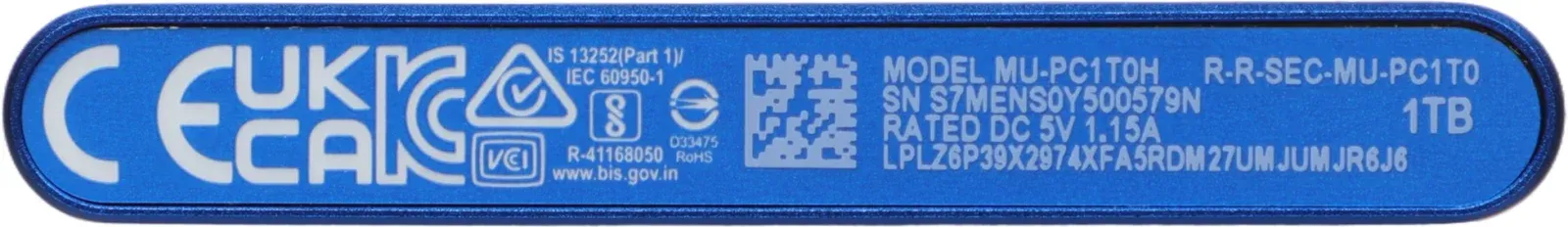 Накопитель SSD Samsung USB-C 1Tb MU-PC1T0H/WW T7 1.8 синий - фото 4