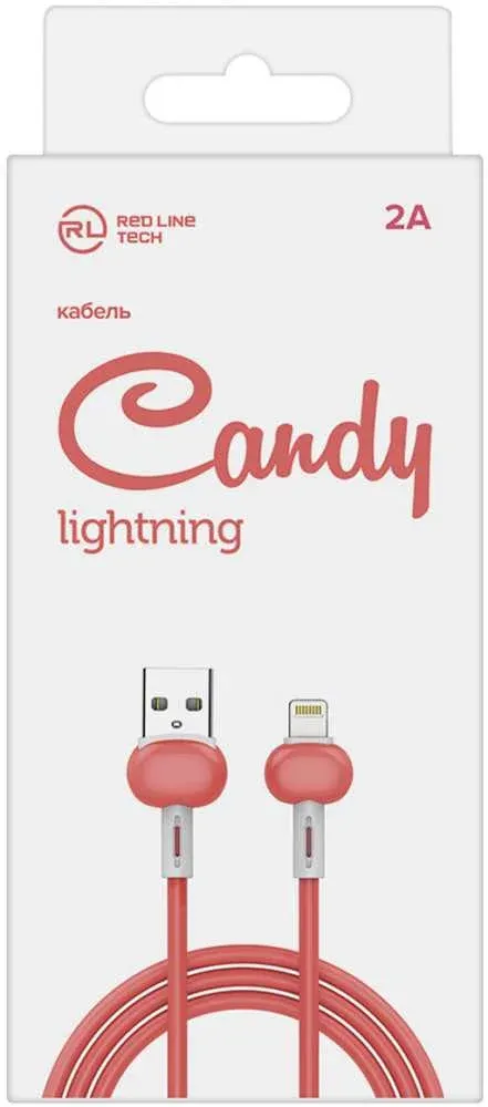 Кабель Redline Candy УТ000021989 USB m-Lightning m 1м красный - фото 2