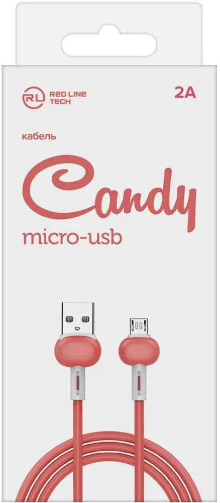 Кабель Redline Candy УТ000021984 USB m-micro USB m 1м красный - фото 2