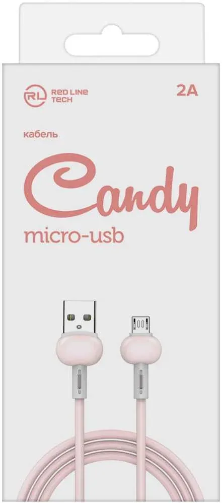 Кабель Redline Candy УТ000021986 USB m-micro USB m 1м розовый - фото 2