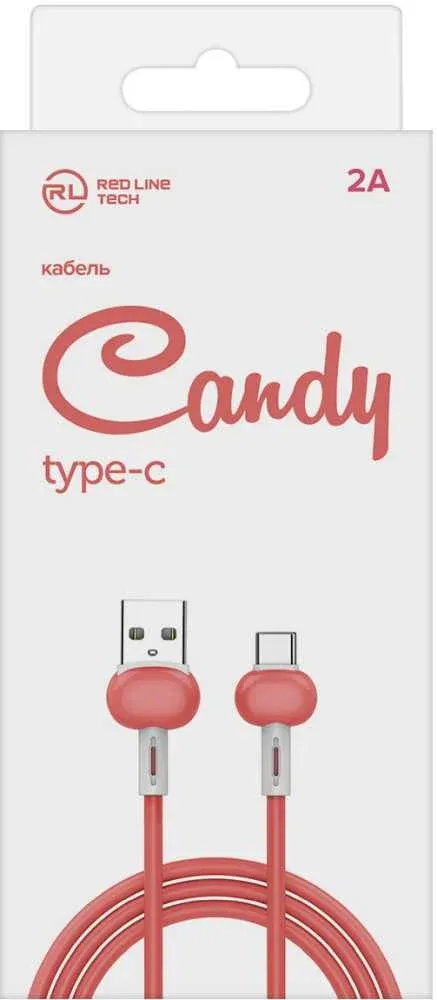 Кабель Redline Candy УТ000021994 USB m-USB Type-C m 1м красный - фото 2