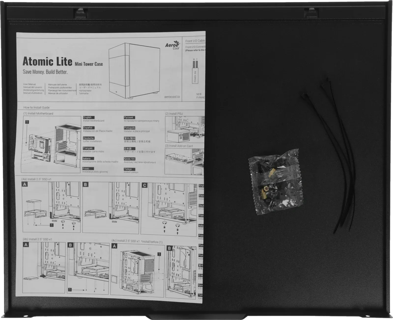 Корпус Aerocool Atomic Lite-G-BK-v2 черный без БП mATX 6x120mm 2x140mm 1xUSB2.0 2xUSB3.0 audio bott PSU - фото 7