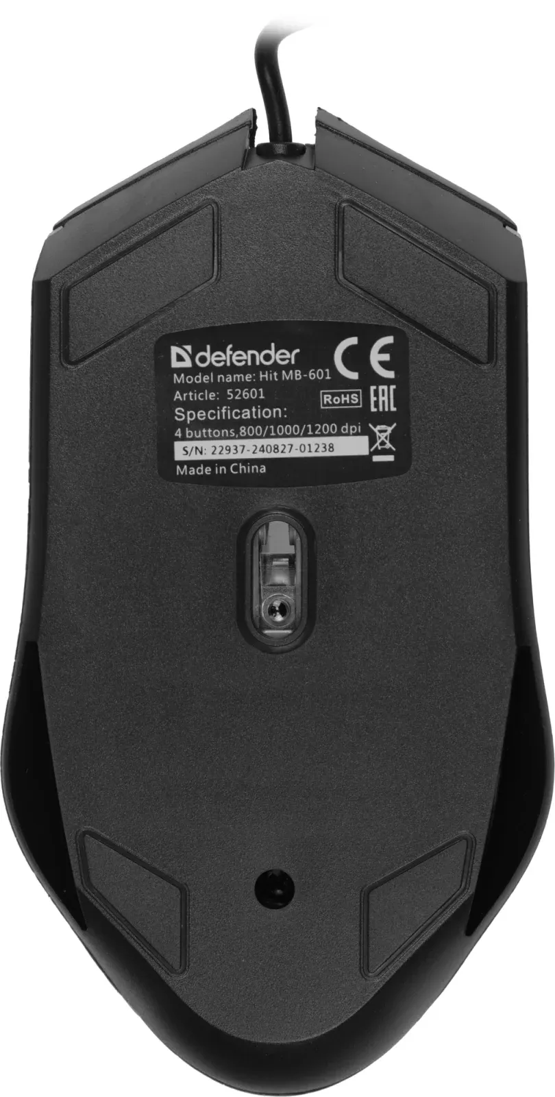 Мышь Defender Hit MB-601 черный оптическая 1200dpi USB 3but 52601 - фото 7
