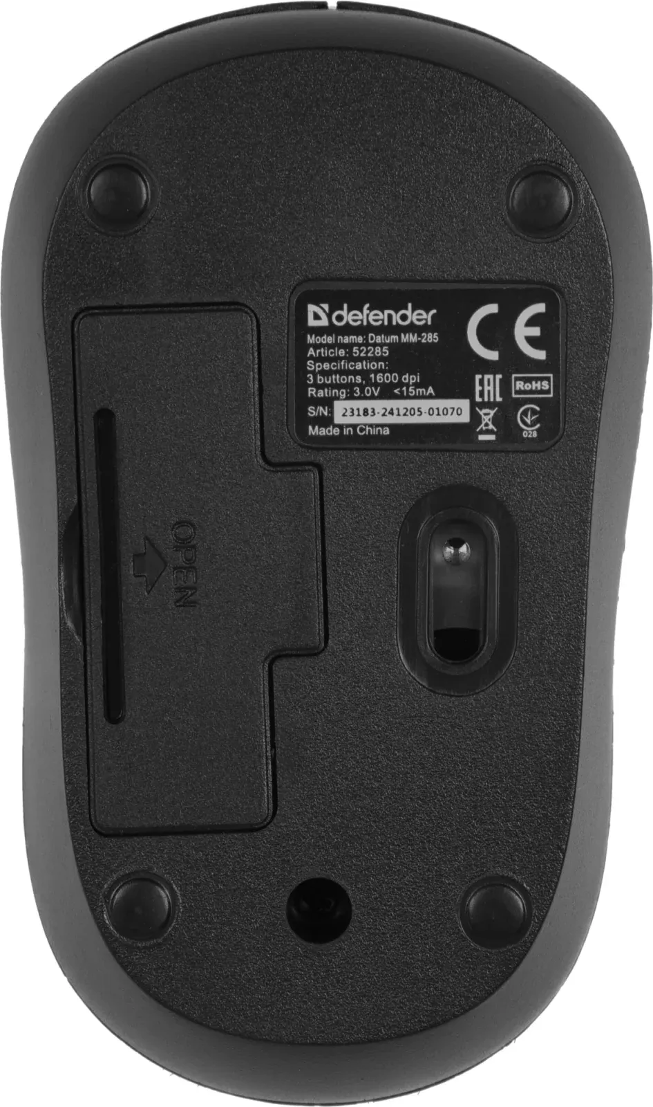 Мышь Defender Datum MM-285 черный оптическая 1600dpi беспров. USB 2but 52285 - фото 3