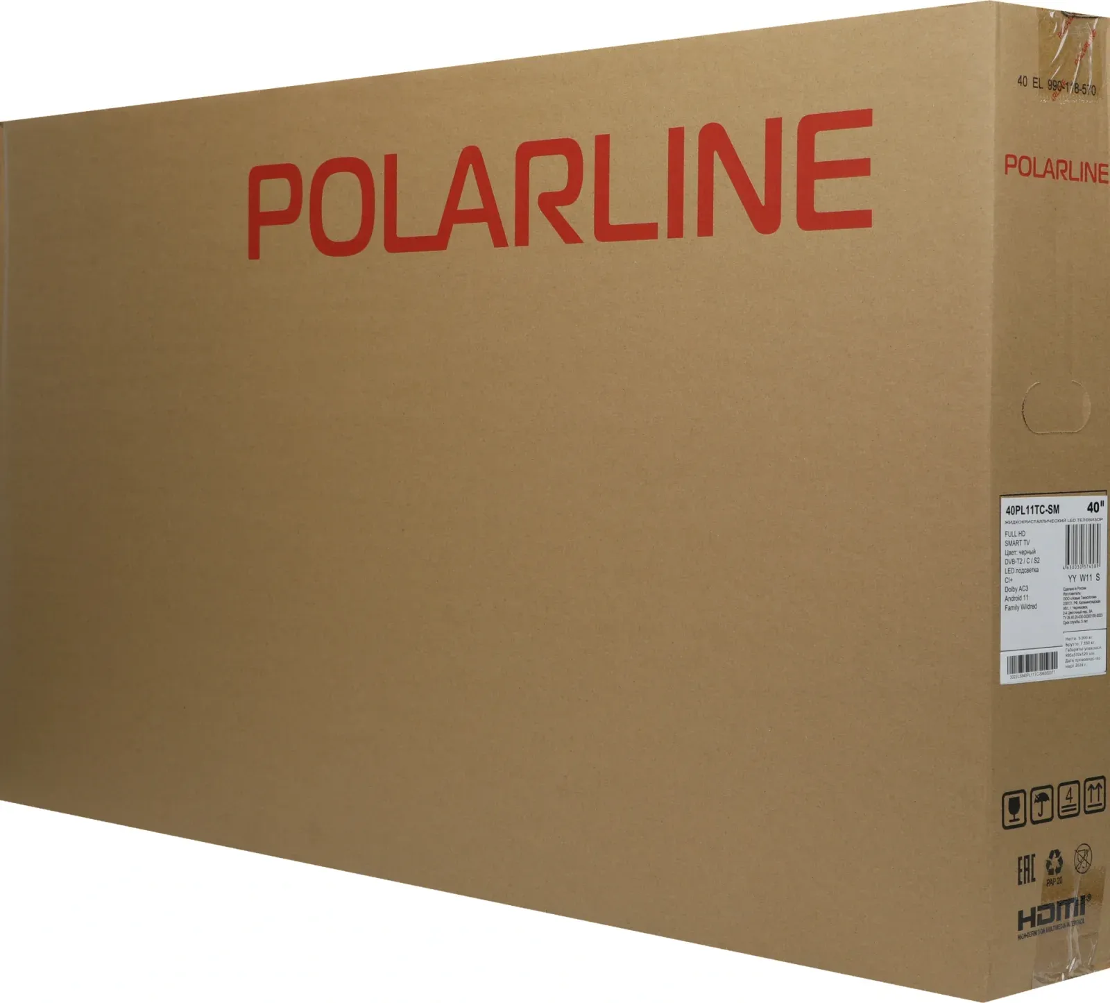 Телевизор LED PolarLine 40 40PL11TC-SM черный FULL HD 60Hz DVB-T DVB-T2 DVB-C DVB-S2 USB WiFi Smart TV RUS - фото 2