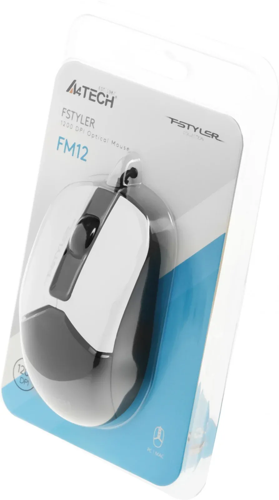 Мышь A4Tech Fstyler FM12 Panda белый/черный оптическая 1200dpi USB 3but - фото 5