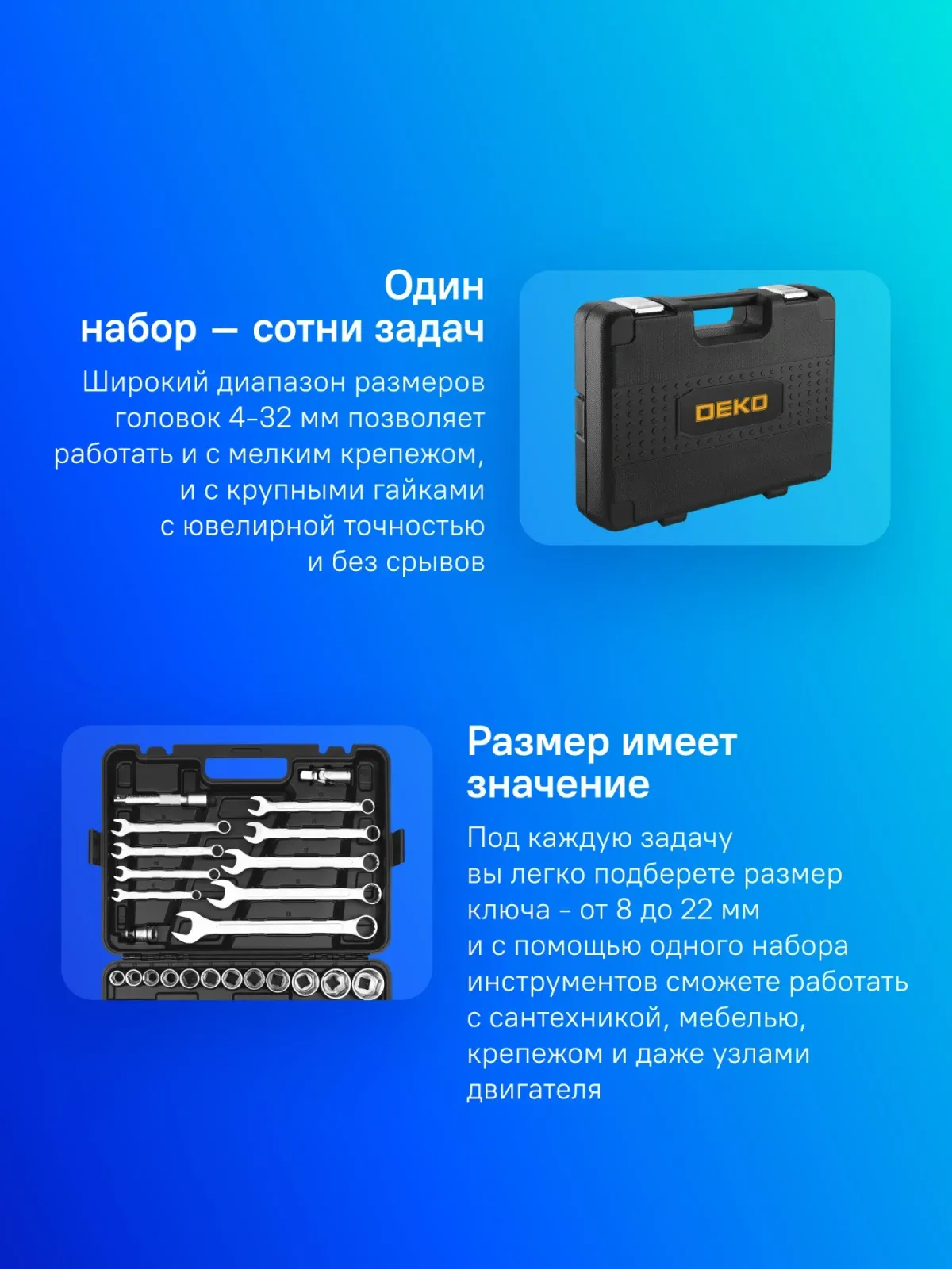 Набор инструментов Deko DKMT82 82 предмета жесткий кейс - фото 5