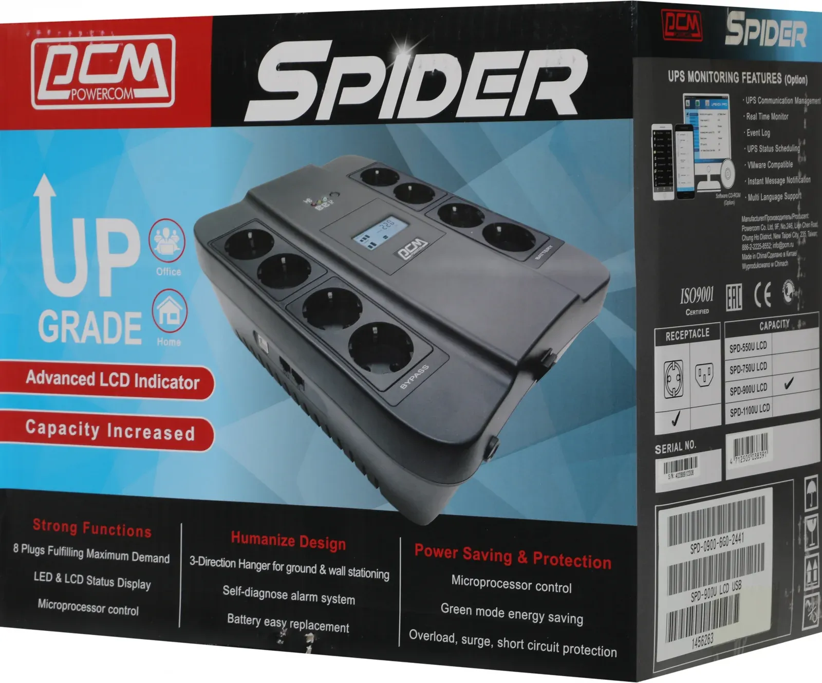 Источник бесперебойного питания Powercom Spider SPD-900U LCD USB 540Вт 900ВА черный - фото 6