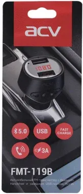 Автомобильный FM-модулятор ACV FMT-119B черный BT USB 37400 - фото 6