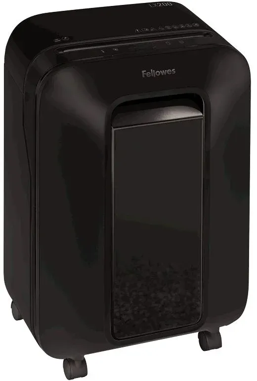 Шредер Fellowes PowerShred LX200 черный секр.P-4 фрагменты 12лист. 22лтр. скрепки скобы пл.карты - фото 2