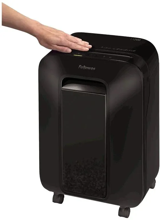 Шредер Fellowes PowerShred LX200 черный секр.P-4 фрагменты 12лист. 22лтр. скрепки скобы пл.карты - фото 3