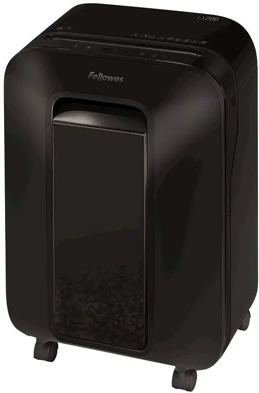 Шредер Fellowes PowerShred LX200 черный секр.P-4 фрагменты 12лист. 22лтр. скрепки скобы пл.карты - фото 4