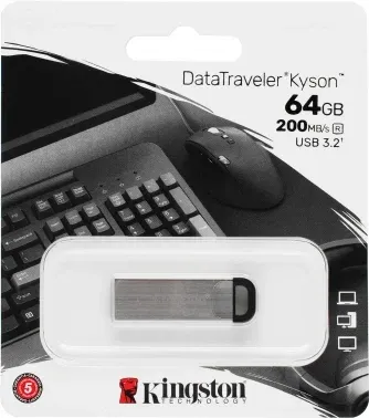 Флеш Диск Kingston 64GB DataTraveler Kyson DTKN/64GB USB3.2 серебристый/черный, 64 ГБ - фото 7