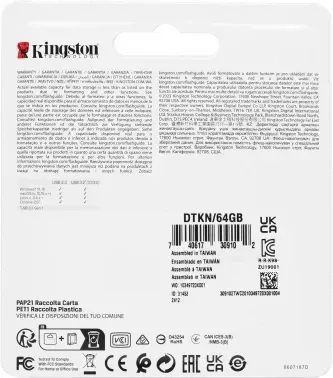 Флеш Диск Kingston 64GB DataTraveler Kyson DTKN/64GB USB3.2 серебристый/черный, 64 ГБ - фото 8