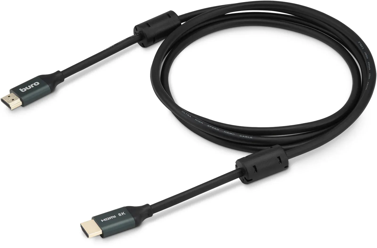 Кабель аудио-видео Buro HDMI m/HDMI m 2м. феррит.кольца позолоч.конт. черный BHP-HDMI-2.1-2G - фото 2