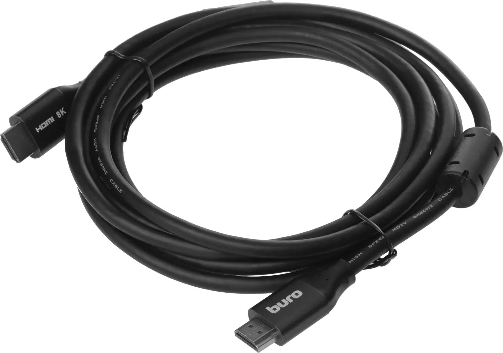 Кабель аудио-видео Buro HDMI m/HDMI m 3м. феррит.кольца позолоч.конт. черный BHP-HDMI-2.1-3G - фото 3