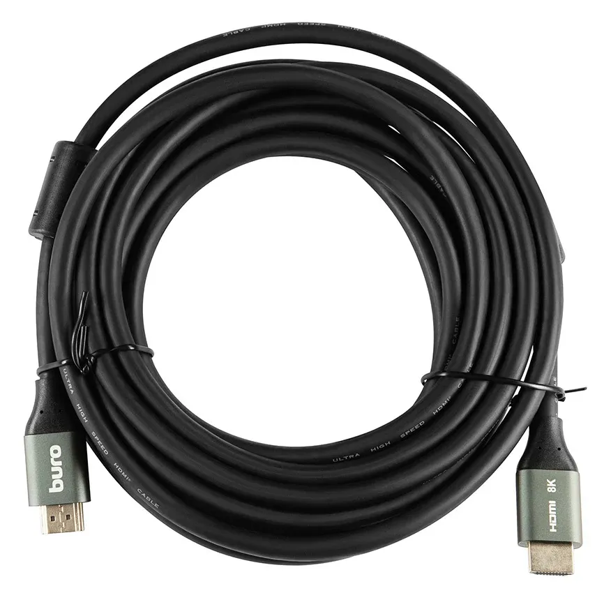 Кабель аудио-видео Buro HDMI m/HDMI m 5м. феррит.кольца позолоч.конт. черный BHP-HDMI-2.1-5G - фото 6