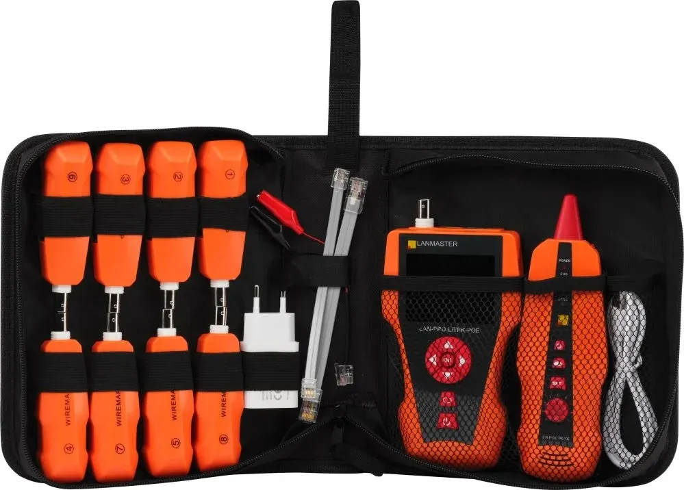 Тестер кабельный Lanmaster LAN-PRO-L/TPK-POE-8R оранжевый/черный - фото 2