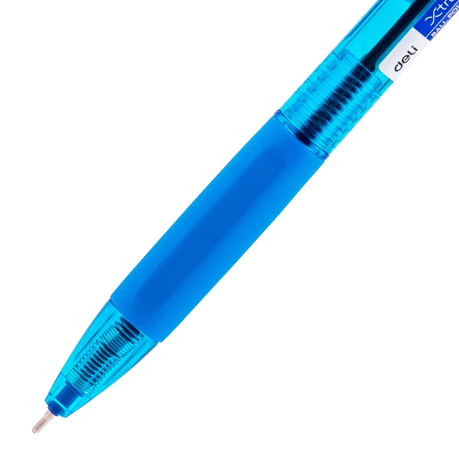 Ручка шариков. автоматическая Deli X-tream EQ21-BL синий/прозрачный d=0.7мм син. черн. резин. манжета - фото 2