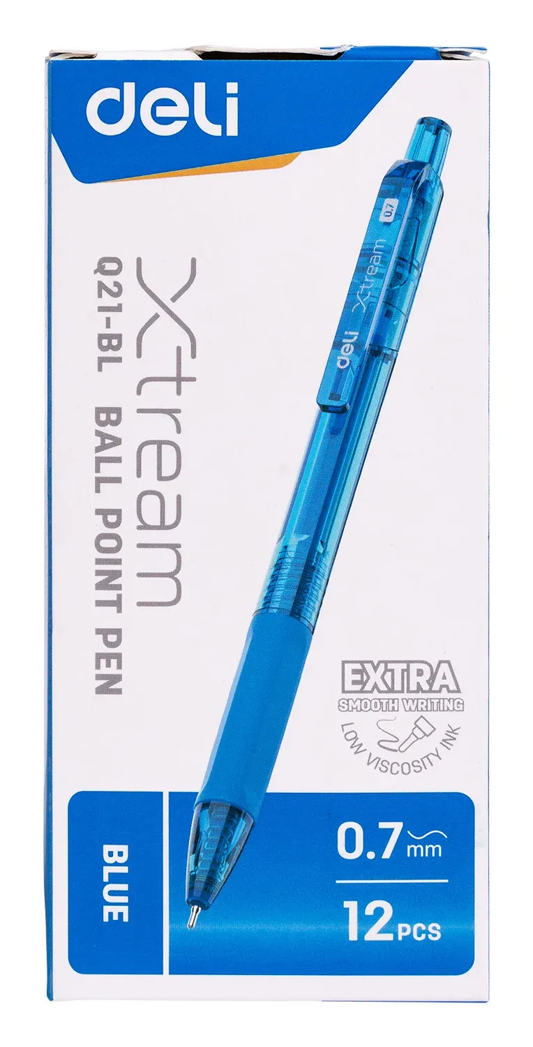 Ручка шариков. автоматическая Deli X-tream EQ21-BL синий/прозрачный d=0.7мм син. черн. резин. манжета - фото 7