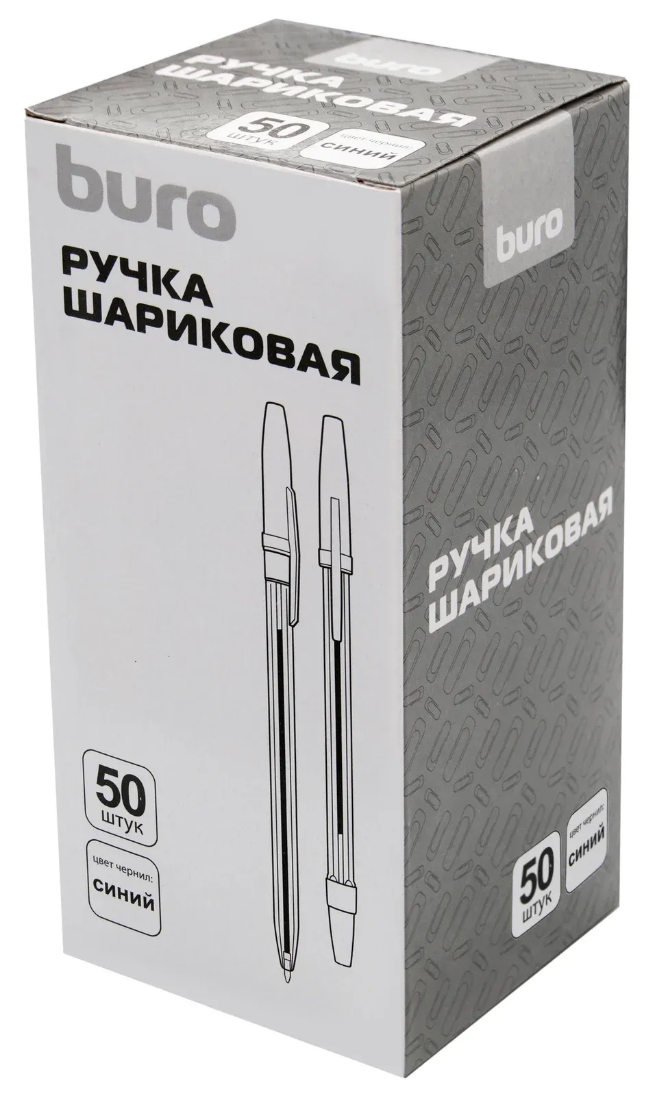 Ручка шариков. Buro прозрачный d=0.7мм син. черн. кор.карт. сменный стержень линия 0.5мм шестигр. без инд. Маркировки - фото 1