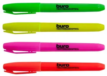 Набор текстовыделителей Buro 1-4мм 4цв. пакет с европодвесом - фото 3