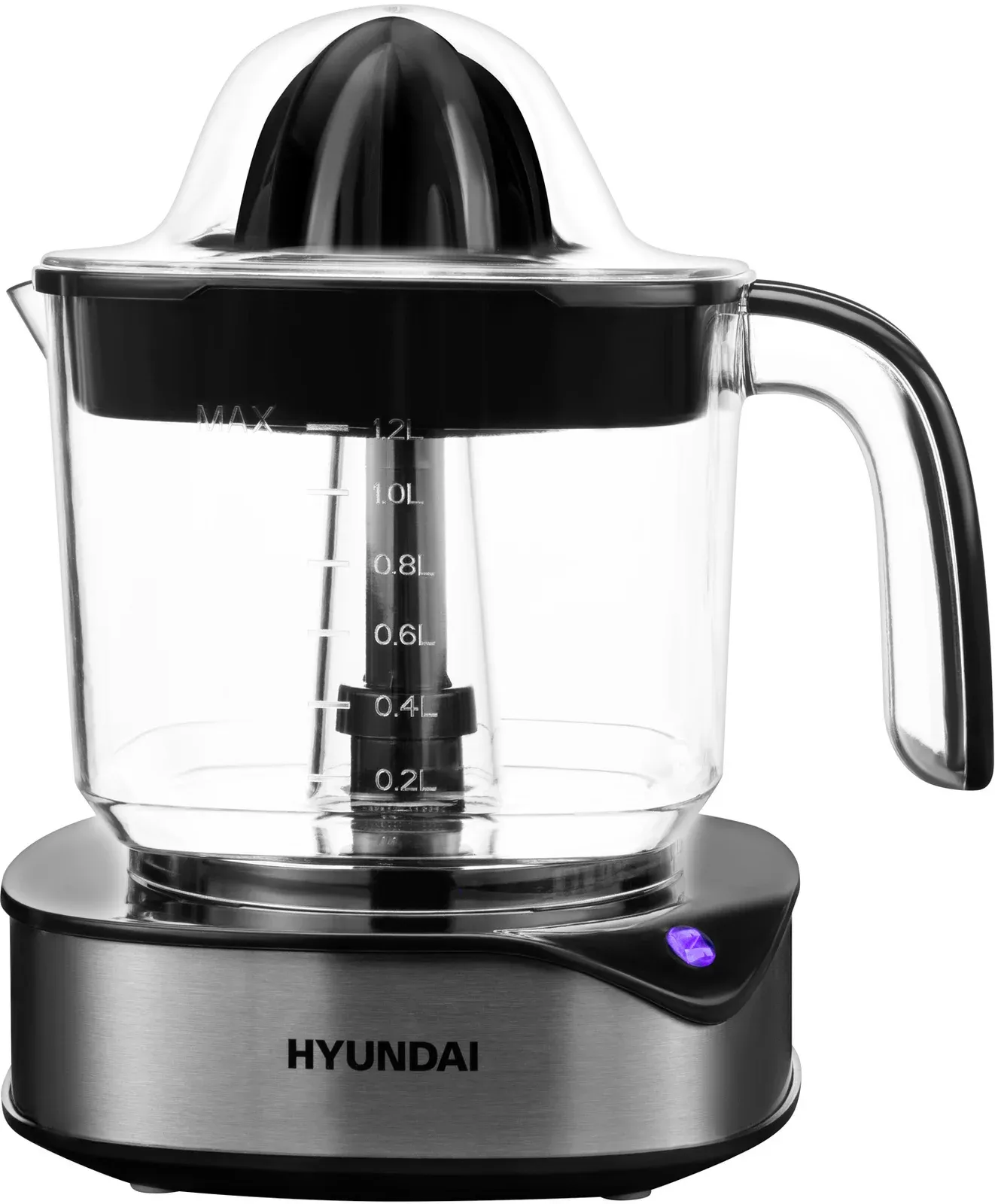 Соковыжималка цитрусовая Hyundai HY-JC4123 30Вт рез.сок.:1200мл. черный/нержавеющая сталь - фото 8