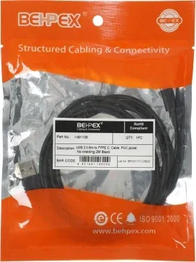 Кабель USB m-USB Type-C m 2м черный - фото 6