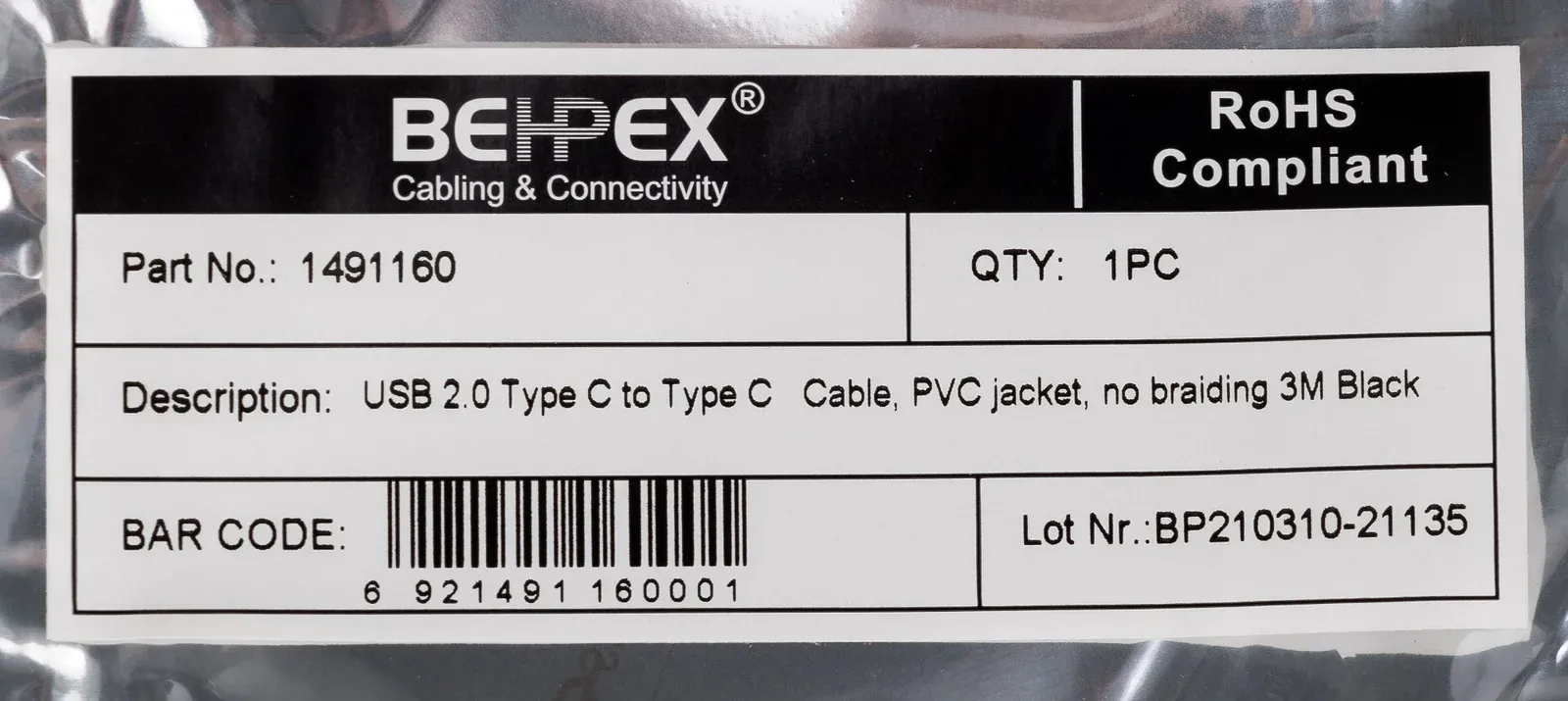 Кабель USB Type-C m-USB Type-C m 3м черный - фото 4