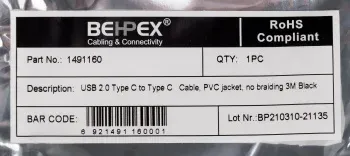 Кабель USB Type-C m-USB Type-C m 3м черный - фото 8