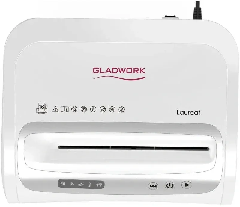 Шредер Gladwork Laureat P-25HCD серый секр.P-4 фрагменты 25лист. 27лтр. скрепки скобы пл.карты CD - фото 3