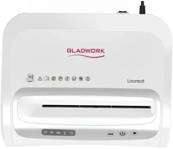 Шредер Gladwork Laureat P-25HCD серый секр.P-4 фрагменты 25лист. 27лтр. скрепки скобы пл.карты CD - фото 6