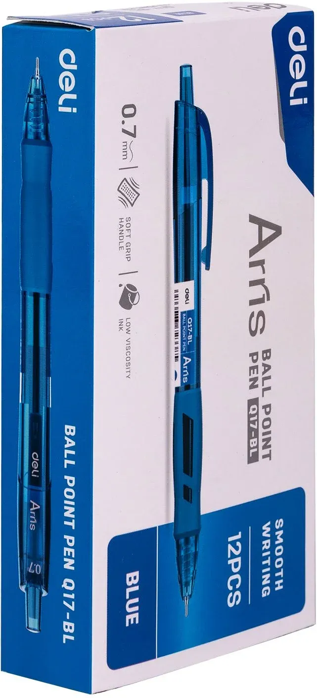 Ручка шариков. автоматическая Deli Arris EQ17-BL синий d=0.7мм син. черн. резин. манжета - фото 2