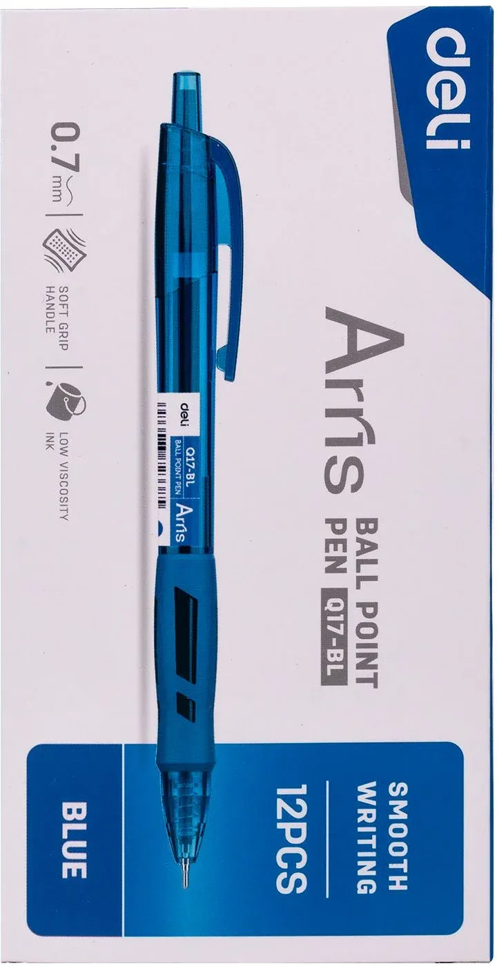 Ручка шариков. автоматическая Deli Arris EQ17-BL синий d=0.7мм син. черн. резин. манжета - фото 3