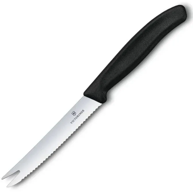 Нож кухонный Victorinox Swiss Classic 6.7863 стальной для сыра лезв.110мм серрейт. заточка черный - фото 1