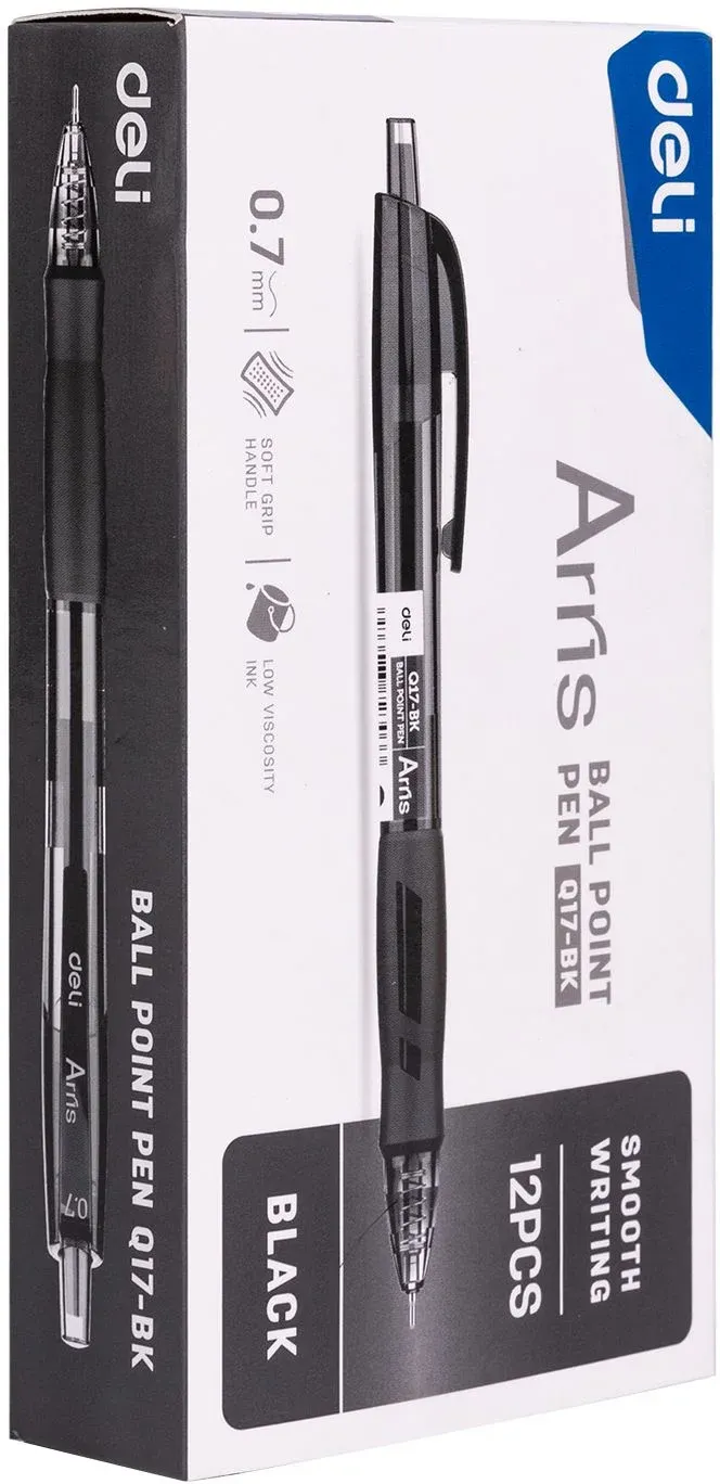 Ручка шариков. автоматическая Deli Arris EQ17-BK черн d=0.7мм черн. черн. резин. манжета - фото 7