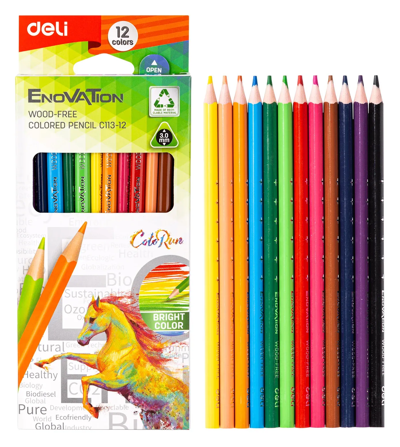 Карандаши цв. Deli EC113-12 Enovation трехгран. пластик 12цв. коробка/европод. 12шт - фото 6
