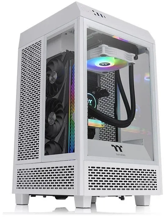 Корпус Thermaltake The Tower 100 Snow белый без БП miniITX 1x120mm 3x140mm 2xUSB3.0 audio bott PSU - фото 1