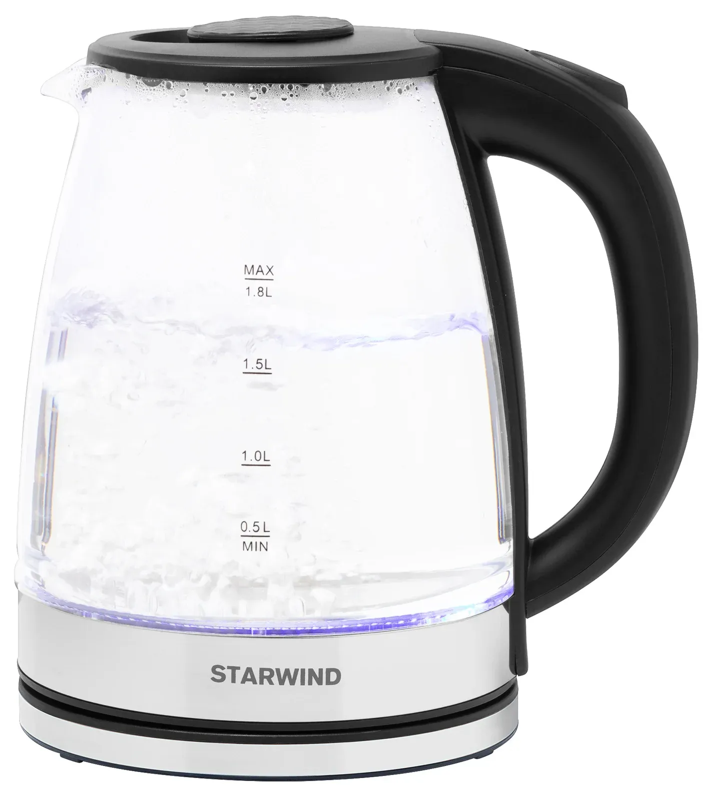 Чайник электрический Starwind SKG2050 1.8л. 1800Вт черный/серебристый корпус: стекло/пластик - фото 6
