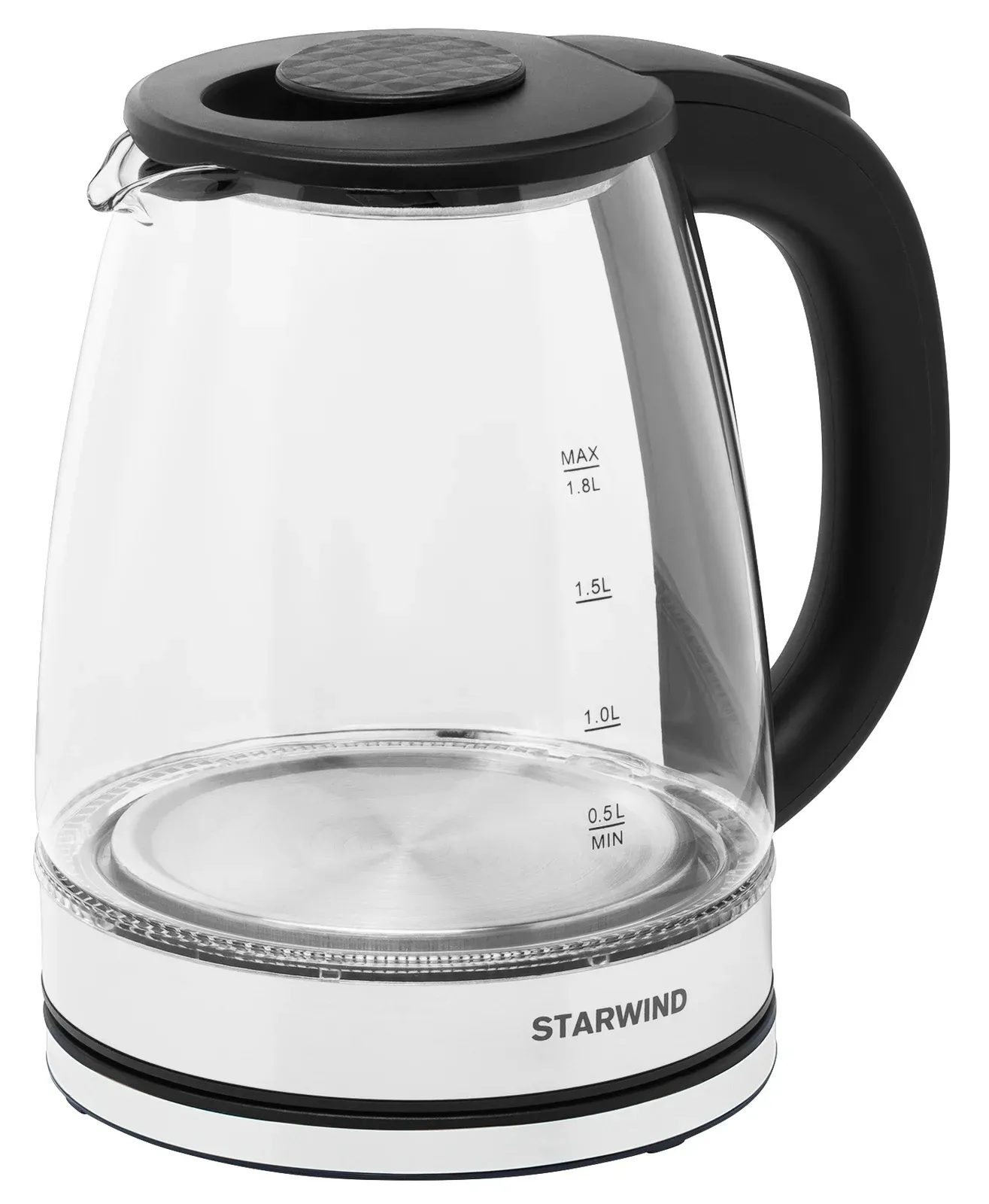 Чайник электрический Starwind SKG2050 1.8л. 1800Вт черный/серебристый корпус: стекло/пластик - фото 8