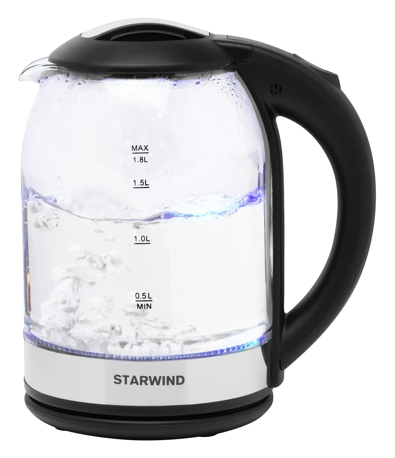 Чайник электрический Starwind SKG2051 1.8л. 1800Вт черный/серебристый корпус: стекло/пластик - фото 4