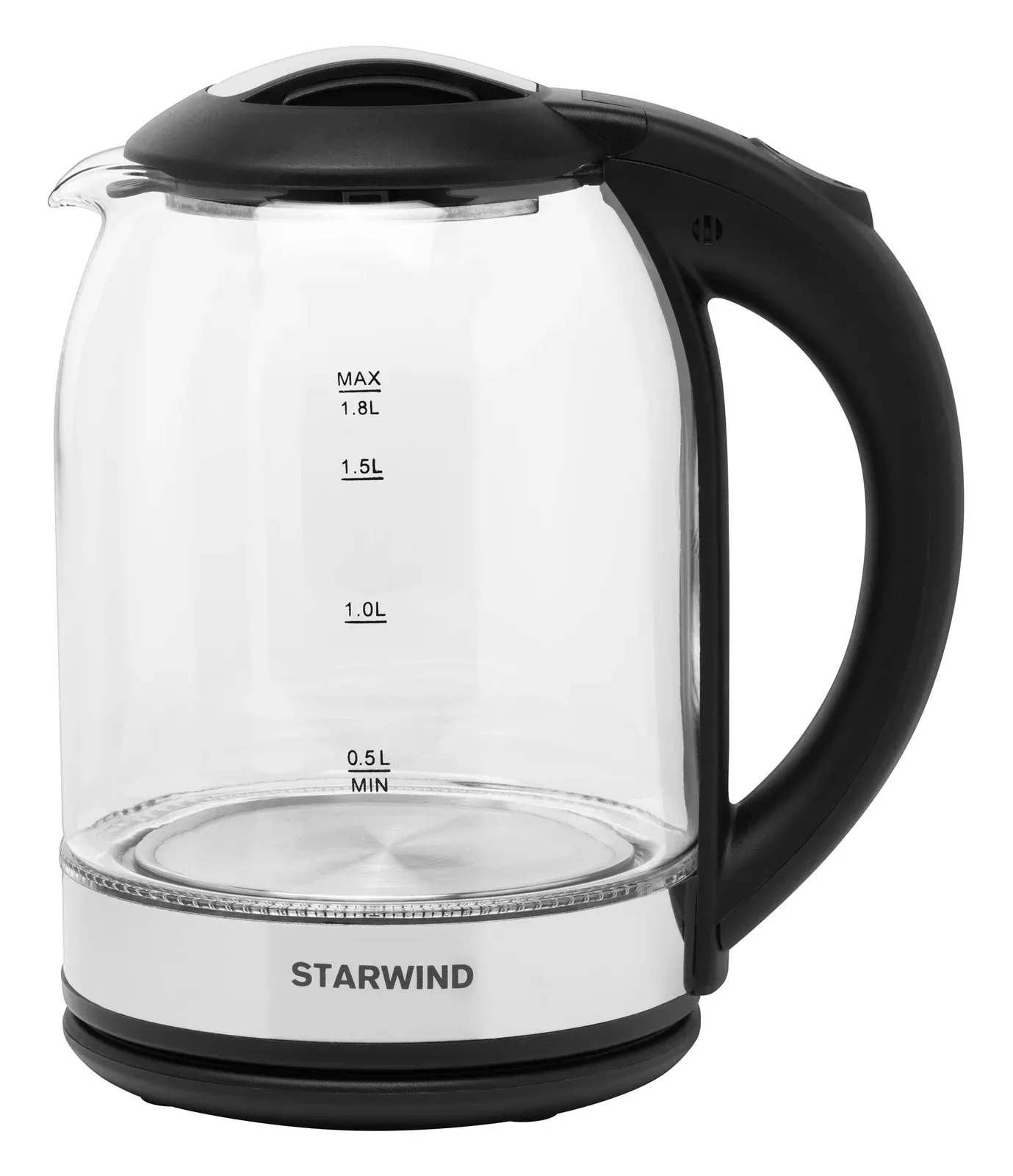 Чайник электрический Starwind SKG2051 1.8л. 1800Вт черный/серебристый корпус: стекло/пластик - фото 5