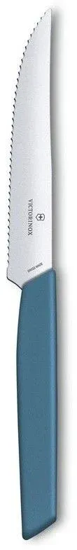 Нож кухонный Victorinox Swiss Modern 6.9006.12W2 стальной столовый для стейка лезв.120мм серрейт. заточка синий - фото 2