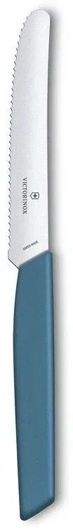 Нож кухонный Victorinox Swiss Modern 6.9006.11W2 стальной столовый для томатов лезв.110мм серрейт. заточка синий - фото 1