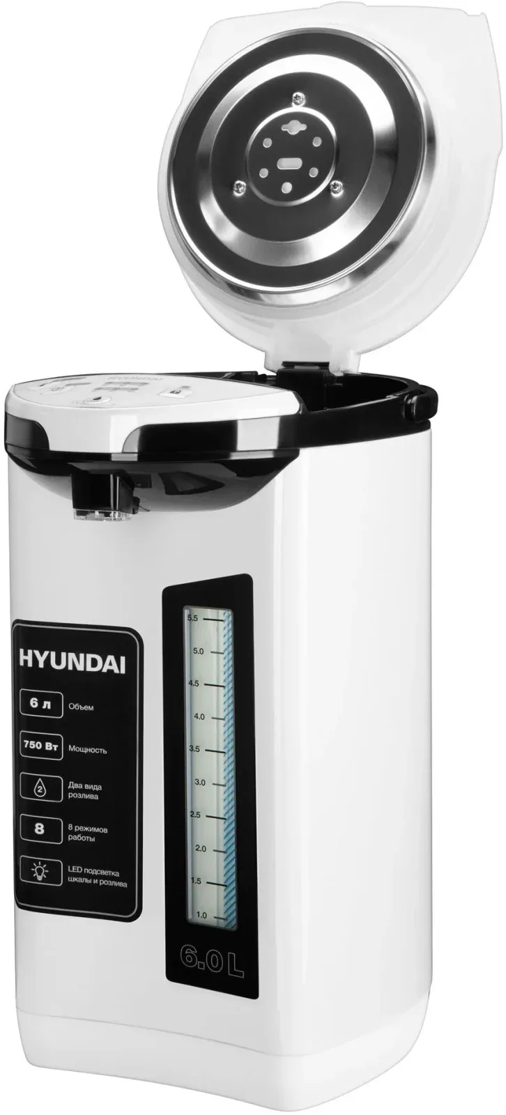 Термопот Hyundai HYTP-4850 6л. 750Вт белый/черный, 6 л - фото 2