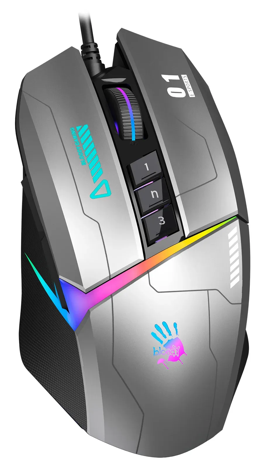 Мышь A4Tech Bloody W60 Max Gun серый/черный оптическая 10000dpi USB 10but - фото 3
