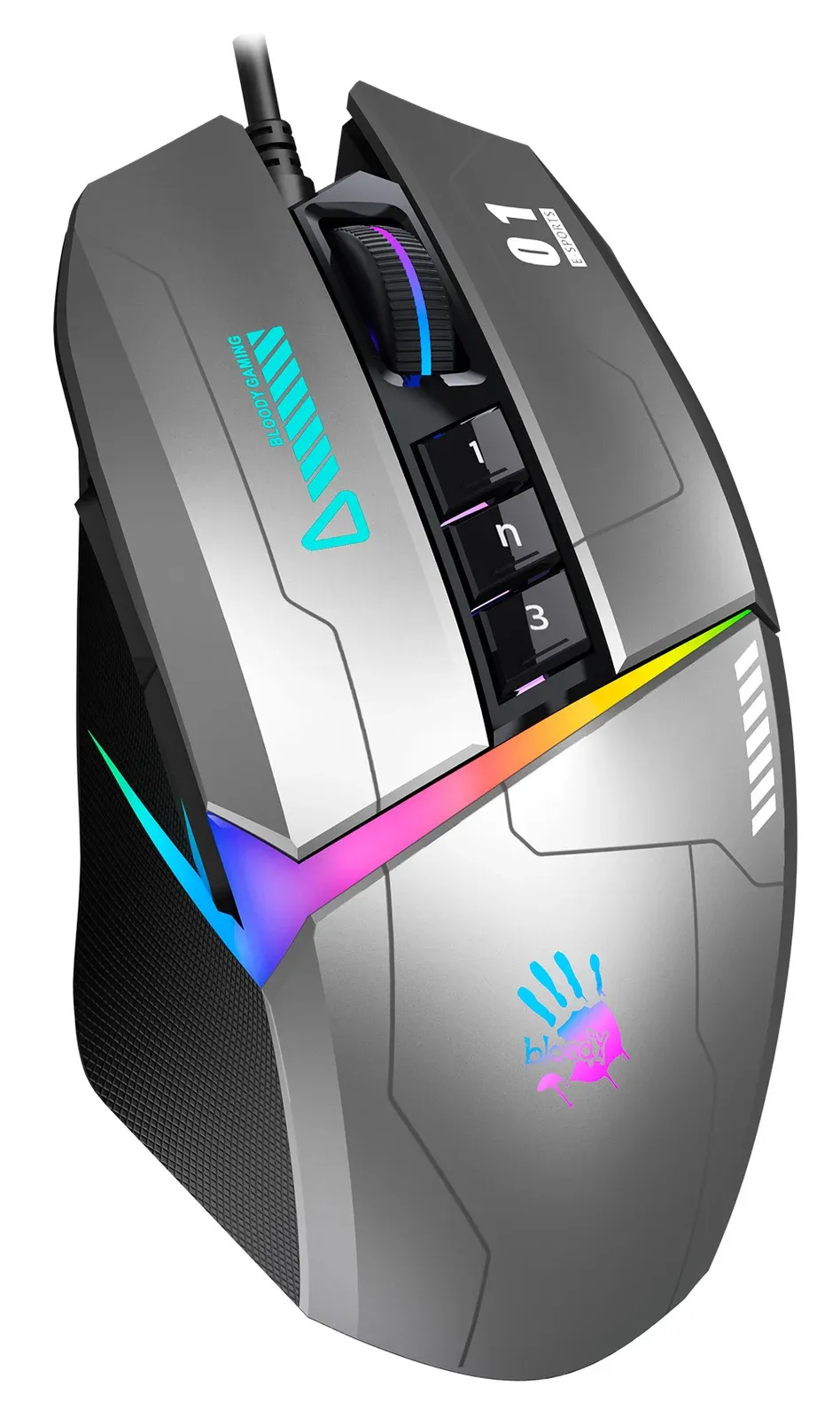 Мышь A4Tech Bloody W60 Max Gun серый/черный оптическая 10000dpi USB 10but - фото 4