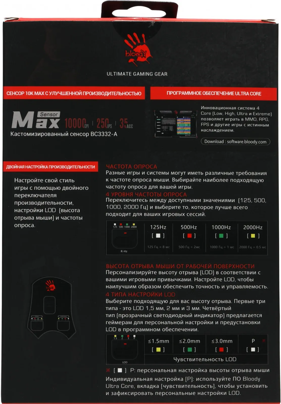 Мышь A4Tech Bloody W90 Max белый/черный оптическая 10000dpi USB 10but W90 MAX PANDA - фото 3