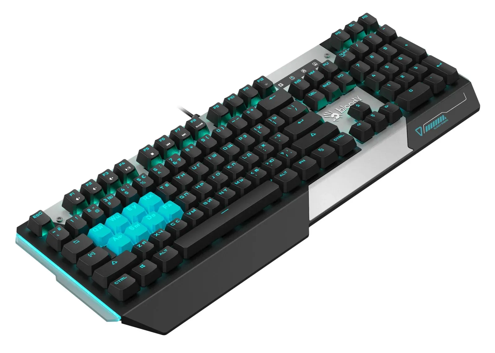 Клавиатура A4Tech B865 механическая серый/черный USB for gamer LED B865 ICE BLUE кабель 1.8м - фото 4