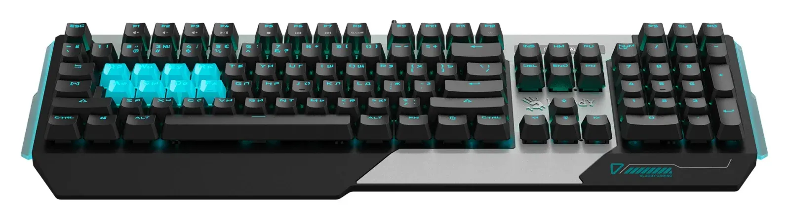 Клавиатура A4Tech B865 механическая серый/черный USB for gamer LED B865 ICE BLUE кабель 1.8м - фото 5